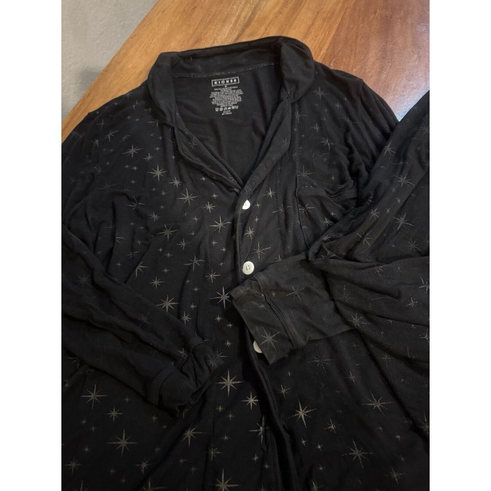 Kickee Pants Pajamas Set PJs Two Piece Black Stars Small Bamboo